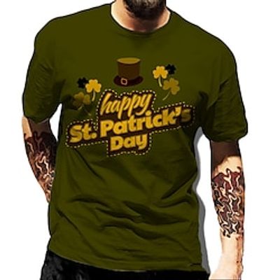 Graphic Shamrock Fashion Designer Basic Men's 3D Print T shirt Tee Short Sleeve Shirt Tee Top Street Vacation Going out St. Patrick T shirt Blue Green Army Green Short Sleeve Crew Neck Shirt Summer Lightinthebox