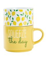 Bw 18Oz Stacking Mug & Bowl Squeeze Day Set of 2 Bw 18Oz Stacking Mug & Bowl Squeeze Day Set of 2