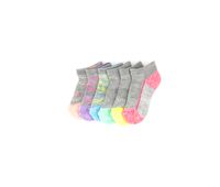 Kids Girls 6 Pck Cushioned Low Cut Socks  Grey/Blue/Purple/Pink/Yellow - thumbnail