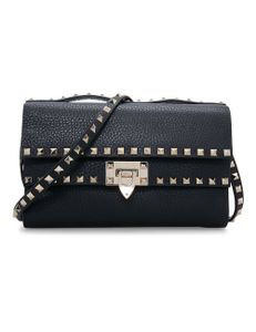 Rockstud Grainy Crossbody Bag - Black