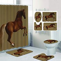 Shower Curtain Mat Set Bathroom Polyester Classic Waterproof miniinthebox Shower Curtain Mat Set Bathroom Polyester Classic Waterproof miniinthebox