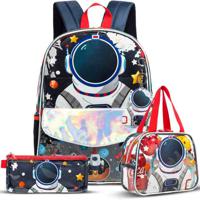 Eazy Kids - 16 School Bag Lunch Bag Pencil Case Set Of 3 - Astronaut - Blue