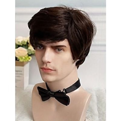 brown men's and women's ultra-short hair 10-inch bangs wig suitable for daily wear party cos Halloween gift mom wig <i class=sui_icon_more_down_14px_1 suiiconfont title-expand-icon></i> miniinthebox