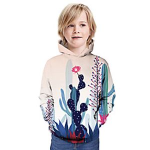 Kids Boys' Hoodie  Sweatshirt Long Sleeve 3D Print Graphic Cactus Unisex Beige Children Tops Summer Active Daily Wear Christmas Regular Fit 3-13 Years miniinthebox