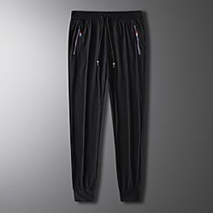 Men's Track Pants Athletic Bottoms Drawstring Elastane Summer Fitness Gym Workout Running Moisture Wicking Breathable Normal Sport Solid Colored Black  Micro-elastic  Full Length Lightinthebox