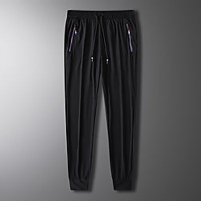 Men's Track Pants Athletic Bottoms Drawstring Elastane Summer Fitness Gym Workout Running Moisture Wicking Breathable Normal Sport Solid Colored Black  Micro-elastic  Full Length Lightinthebox