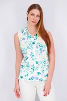 Womens Petite Floral-Print Button-Front Shirt  Bright White - thumbnail