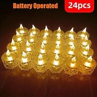 24pcs LED Electronic Candles Light, Mini Rose Pattern Refraction Halo Projection Tea Lights, Battery Powered LED Flameless Candles For Valentine's, Christmas, Weddings miniinthebox - thumbnail