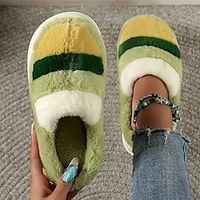 Women's Slippers Fuzzy Slippers Fluffy Slippers House Slippers Daily Indoor Flat Heel Round Toe Casual Comfort Minimalism Faux Fur Loafer Pink Green Beige Lightinthebox - thumbnail