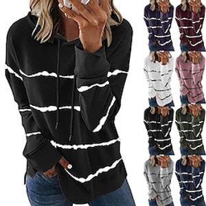autumn and winter women's    popular loose long-sleeved tie-dye printed striped hooded women's sweater miniinthebox
