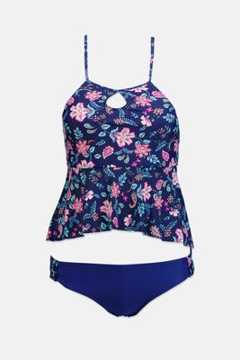 Big Girls 2-Pcs. Floral-Print Tankini Set Navy Combo Big Girls 2-Pcs. Floral-Print Tankini Set Navy Combo