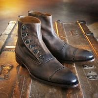 Men's Boots Button Boots Formal Shoes Dress Shoes Walking Business Casual British Daily Office  Career PU Plush Height Increasing Mid-Calf Boots Zipper Black khaki Brown boots Brown checkered color Lightinthebox - thumbnail
