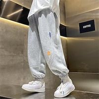 Kids Boys Sweatpants Trousers Solid Color Graphic Comfort Pants School Daily White Gray High Waist Lightinthebox - thumbnail