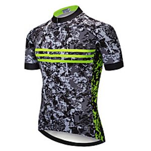 21Grams Men's Short Sleeve Cycling Jersey Summer Spandex Polyester Grey Stripes Camo  Camouflage Bike Jersey Top Mountain Bike MTB Road Bike Cycling Quick Dry Moisture Wicking Breathable Sports Lightinthebox