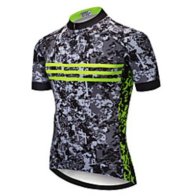 21Grams Men's Short Sleeve Cycling Jersey Summer Spandex Polyester Grey Stripes Camo  Camouflage Bike Jersey Top Mountain Bike MTB Road Bike Cycling Quick Dry Moisture Wicking Breathable Sports Lightinthebox