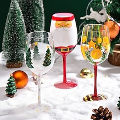 Christmas Deco Wine Glasses, Ideal for White Wine, Red Wine, or Cocktails, Novelty Gift for Birthdays, Weddings, Valentine's Day miniinthebox