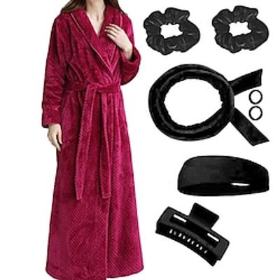 5PCS Bathrobe SAP DAY Comfort Set,Toilet Hair Ties, Grippers, Wristbands Sets Nightwear Solid Color Onesie Pajamas PajamasFor Women's Dailywear SPA day Lightinthebox
