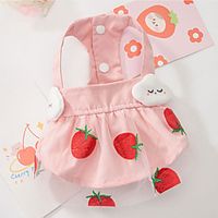 Dog Cat Dress Strawberry Fruit Elegant Adorable Cute Casual  Daily Dog Clothes Puppy Clothes Dog Outfits Breathable Pink Costume for Girl and Boy Dog Cotton Fabric XS S M L XL XXL Lightinthebox - thumbnail