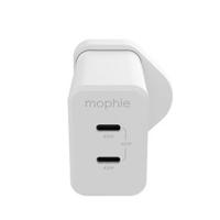 Mophie Dual USB-C PD Wall Adapter 45W GaN Fast Charging Power Adapter with GaN Technology Compact Design White (MOP Wal ADPTR USBC 45W)