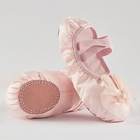 Women's Ballet Shoes Practice Trainning Dance Shoes Performance Contemporary Flat Bowknot Pearl Lace Flat Heel Round Toe Elastic Band Teenager Adults' Pink Lightinthebox - thumbnail