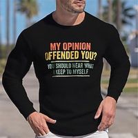 Men's T shirt Tee Graphic Letter Crew Neck Black Long Sleeve Hot Stamping Street Daily Print Tops Fashion Designer Casual Comfortable miniinthebox - thumbnail