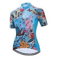 21Grams Women's Cycling Jersey Short Sleeve Bike Top with 3 Rear Pockets Mountain Bike MTB Road Bike Cycling Breathable Quick Dry Moisture Wicking Reflective Strips Blue Butterfly Polyester Spandex Lightinthebox - thumbnail