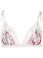 Dolci Follie peacock print triangle bra - White