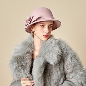 Women's Party Hat Party Wedding Special Occasion Flower Flower Wine Black Hat Red Fall Winter Spring Holiday miniinthebox