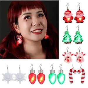 LED Santa Claus Reindeer Snowman Christmas Tree Shining Dangle Earrings Light Up Christmas Party Favors Holiday Jewelry miniinthebox