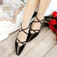 Women's Flats Ballerina Handmade Shoes Vintage Shoes Wedding Party Flat Heel Elegant Vintage Leather Cross Strap Black Brown Lightinthebox