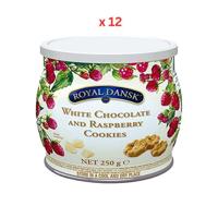 Royal Dansk White Chocolate & Raspberry Cookies 12X250G