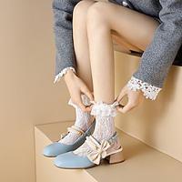 Women's Mules Mary Jane Outdoor Daily Buckle Chunky Heel Round Toe Casual Minimalism Faux Leather PU Ankle Strap White Pink Light Blue Lightinthebox