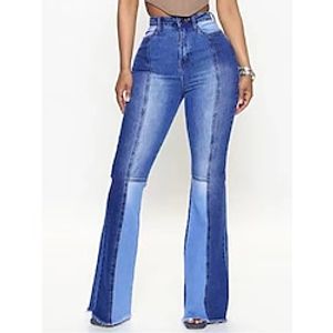 Women's Jeans Bootcut Bell Bottom Full Length Cotton Micro-elastic High Waist Fashion Streetwear Street Daily Robin's Egg Blue S M Fall Winter Lightinthebox