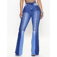 Women's Jeans Bootcut Bell Bottom Full Length Cotton Micro-elastic High Waist Fashion Streetwear Street Daily Robin's Egg Blue S M Fall Winter Lightinthebox - thumbnail