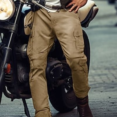 Men's Cargo Pants Joggers Trousers Button Multi Pocket Plain Wearable Casual Daily Holiday Sports Fashion Black Brown Lightinthebox