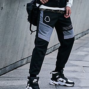 Men's Casual / Sporty Streetwear Comfort Outdoor Casual Daily Jogger Pants Sweatpants Trousers Pants Color Block Full Length Drawstring Pocket Black miniinthebox