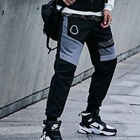 Men's Casual / Sporty Streetwear Comfort Outdoor Casual Daily Jogger Pants Sweatpants Trousers Pants Color Block Full Length Drawstring Pocket Black miniinthebox - thumbnail