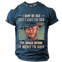 Clint Eastwood T Shirts I May Be Old but I Got to See Retro Vintage Casual Street Style Men's 3D Print T shirt Tee Sports Outdoor Holiday Going out T shirt Black Short Sleeve Crew Neck Shirt Lightinthebox