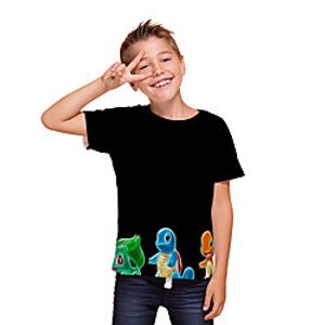 Kids Boys' T shirt Tee Short Sleeve 3D Print Cartoon Graphic Unisex Print Black Children Tops Summer Active Daily Wear Regular Fit 3-12 Years Lightinthebox