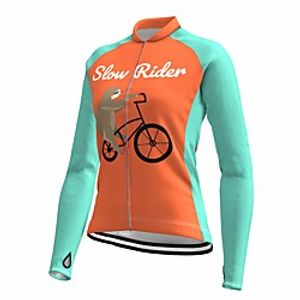 21Grams Women's Long Sleeve Cycling Jersey Spandex Orange Sloth Bike Top Mountain Bike MTB Road Bike Cycling Quick Dry Moisture Wicking Sports Clothing Apparel / Stretchy / Athleisure miniinthebox