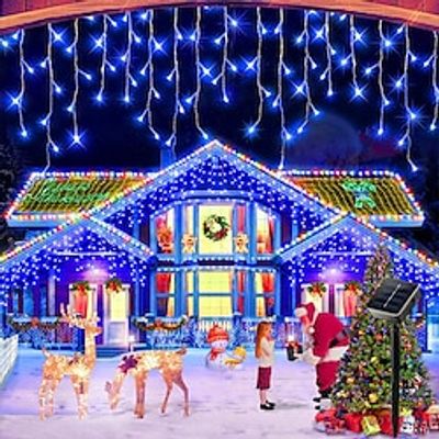 Christmas Solar Outdoor Waterproof Icicle strip lamp 4m 96 outdoor lawn eaves decorative light string Lightinthebox