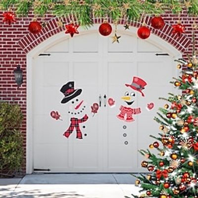 Christmas Snowman Magnetic Honeycomb Lattice Reflective Car Sticker Holiday Decoration Refrigerator Garage Sticker miniinthebox