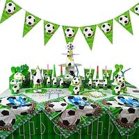 World Cup Paty Supplies 16Pcs Set, Football Theme Party Plates Napkins Tablecloths Tableware Set, Party Decorations Table Decor for 2022 Soccer World Cup Lightinthebox - thumbnail