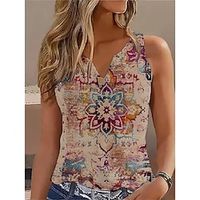 Women's Tank Top Yellow Wine Red Graphic Print Sleeveless Casual Basic V Neck Regular S miniinthebox