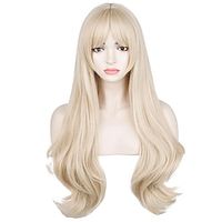 Long Blonde Wavy Wig for Women with Bangs 70s 60s Big Wavy Curly Cosplay Costume Wig for Halloween Party miniinthebox