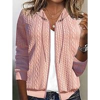 Women's Cardigans Hoodied Cardigans Outdoor Zipper Solid Color Windproof Fashion Regular Fit Sweater Long Sleeve Fall White S Lightinthebox - thumbnail