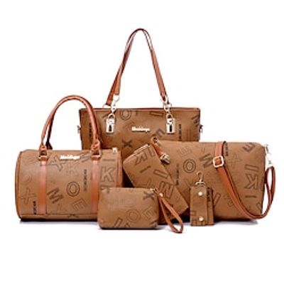 Women's Handbag Bag Set PU Leather Daily Zipper Large Capacity Multi Carry Geometric Letter Black White Pink miniinthebox Women's Handbag Bag Set PU Leather Daily Zipper Large Capacity Multi Carry Geometric Letter Black White Pink miniinthebox