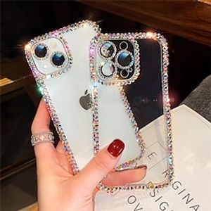 Phone Case For Apple Classic Series iPhone 14 Pro Max Plus 13 12 11 X XR XS 8 7 Bumper Frame Rhinestone Full Body Protective Crystal Diamond Silica Gel miniinthebox