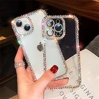 Phone Case For Apple Classic Series iPhone 14 Pro Max Plus 13 12 11 X XR XS 8 7 Bumper Frame Rhinestone Full Body Protective Crystal Diamond Silica Gel miniinthebox - thumbnail