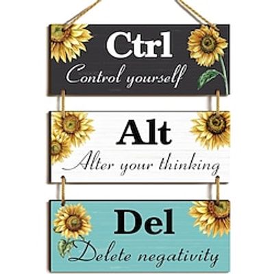 3pcs CtrlAltDel Inspirational Wood Hanger Office Wall Decoration Hanger miniinthebox